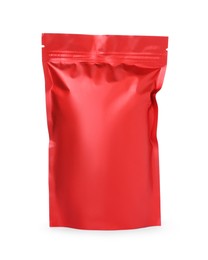 Photo of One zipper stand-up pouch isolated on white. Mockup for design