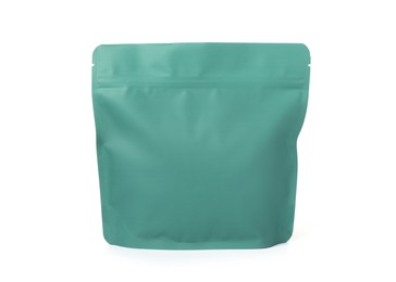 Photo of One zipper stand-up pouch isolated on white. Mockup for design