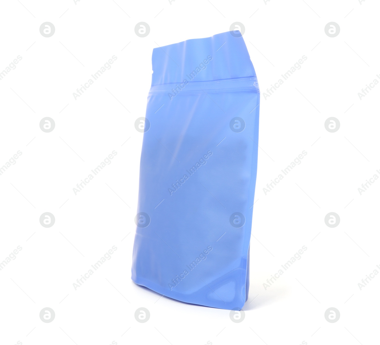 One zipper stand-up pouch isolated on white Photo of One zipper stand-up pouch isolated on white