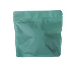 Photo of One zipper stand-up pouch isolated on white. Mockup for design