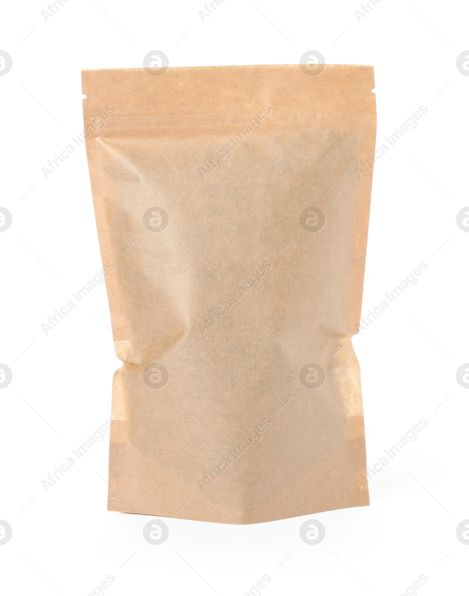 One zipper stand-up pouch isolated on white. Mockup for design Photo of One zipper stand-up pouch isolated on white. Mockup for design