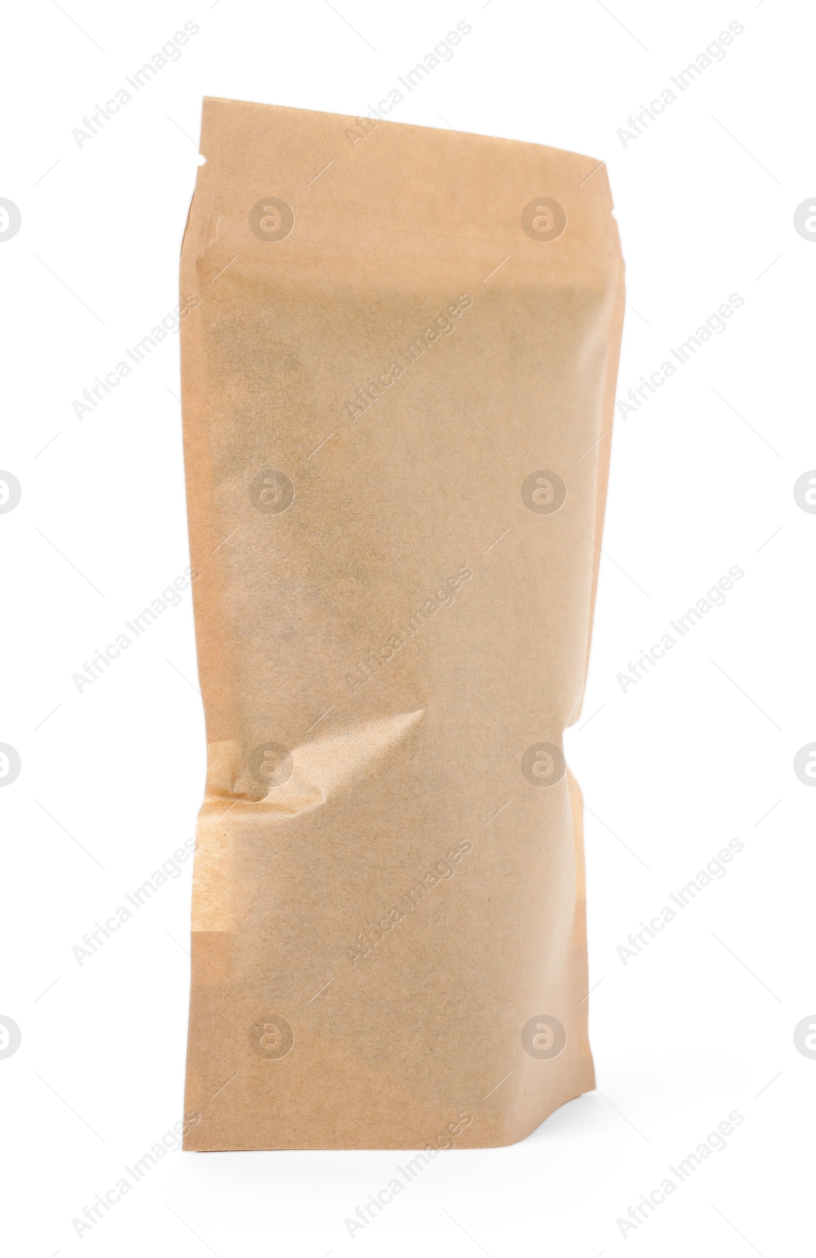 One zipper stand-up pouch isolated on white. Mockup for design Photo of One zipper stand-up pouch isolated on white. Mockup for design