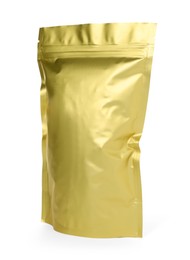 Photo of One zipper stand-up pouch isolated on white. Mockup for design