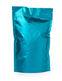 Photo of One zipper stand-up pouch isolated on white. Mockup for design