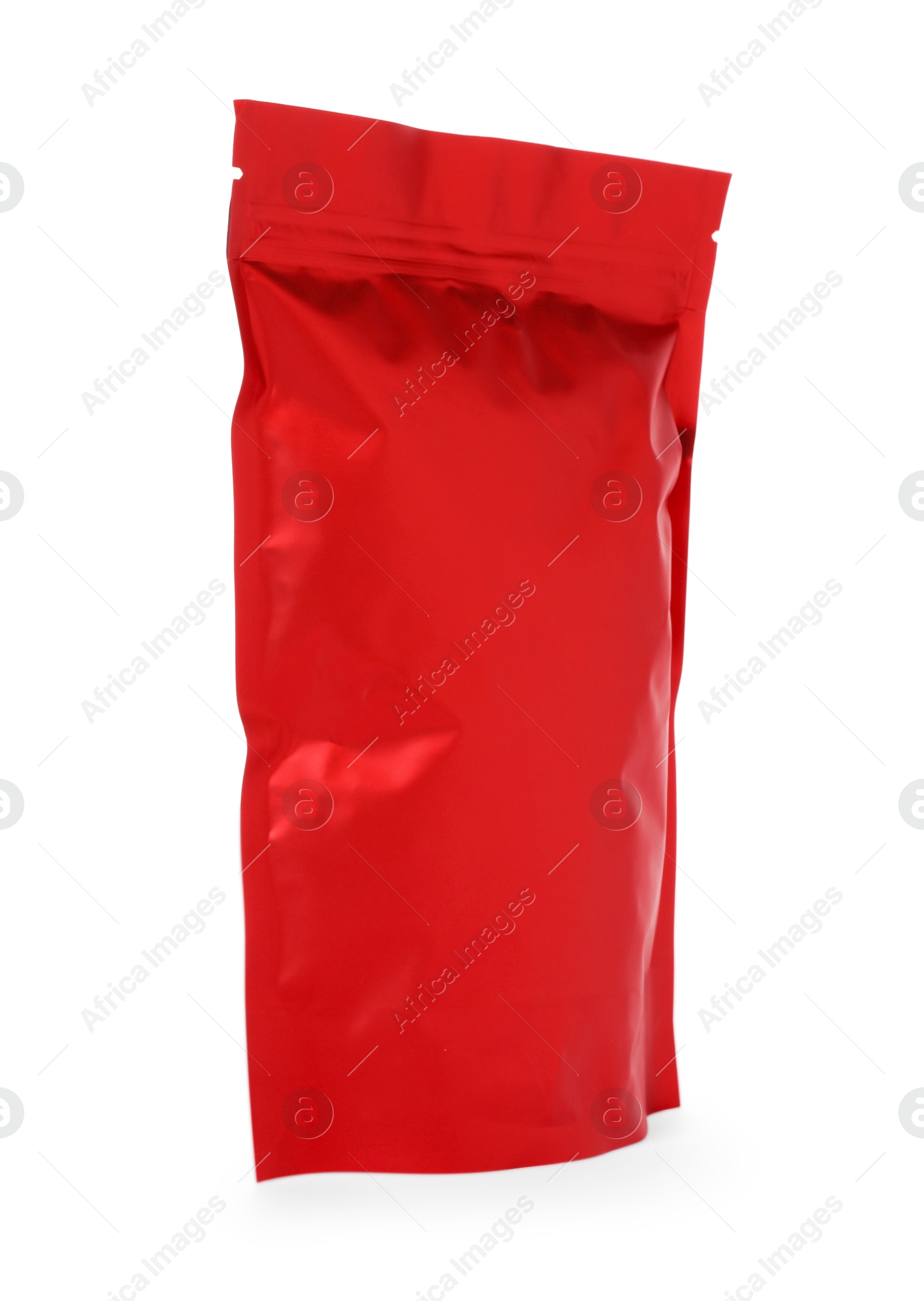 One zipper stand-up pouch isolated on white. Mockup for design Photo of One zipper stand-up pouch isolated on white. Mockup for design