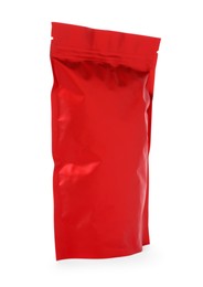Photo of One zipper stand-up pouch isolated on white. Mockup for design