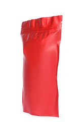 Photo of One zipper stand-up pouch isolated on white. Mockup for design