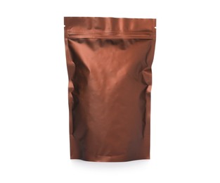 Photo of One zipper stand-up pouch isolated on white. Mockup for design