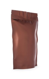 Photo of One zipper stand-up pouch isolated on white. Mockup for design