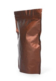 Photo of One zipper stand-up pouch isolated on white. Mockup for design