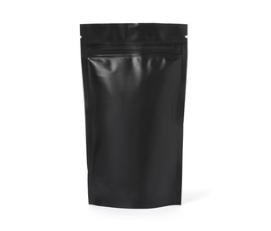Photo of One zipper stand-up pouch isolated on white. Mockup for design