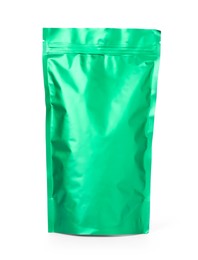 Photo of One zipper stand-up pouch isolated on white. Mockup for design