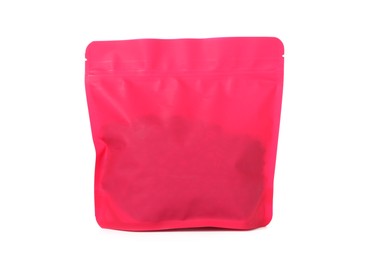 Photo of One zipper stand-up pouch isolated on white. Mockup for design
