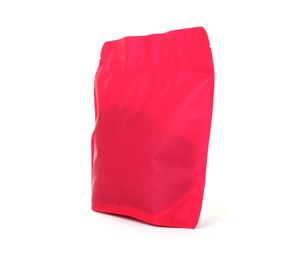 Photo of One zipper stand-up pouch isolated on white. Mockup for design