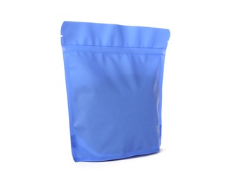 Photo of One zipper stand-up pouch isolated on white. Mockup for design