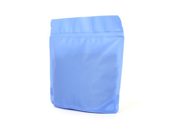 Photo of One zipper stand-up pouch isolated on white. Mockup for design