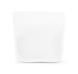 Photo of One zipper stand-up pouch isolated on white. Mockup for design