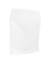 Photo of One zipper stand-up pouch isolated on white. Mockup for design
