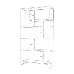 Image of Graphic sketch of shelving unit on white background