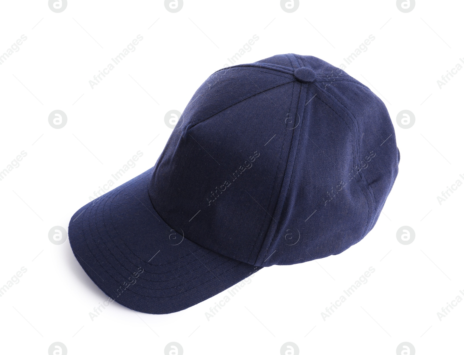 Dark blue baseball hat isolated on white Photo of Dark blue baseball hat isolated on white