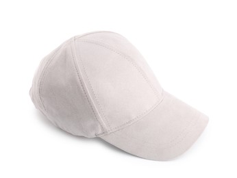 Photo of One beige baseball hat isolated on white