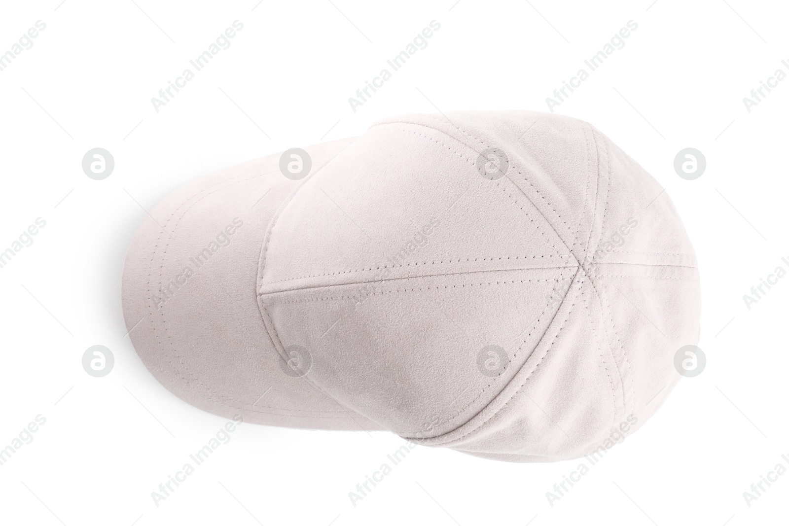 Beige baseball hat isolated on white, top view Photo of Beige baseball hat isolated on white, top view