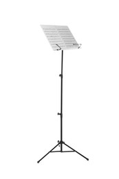 Photo of Stand with music sheets isolated on white