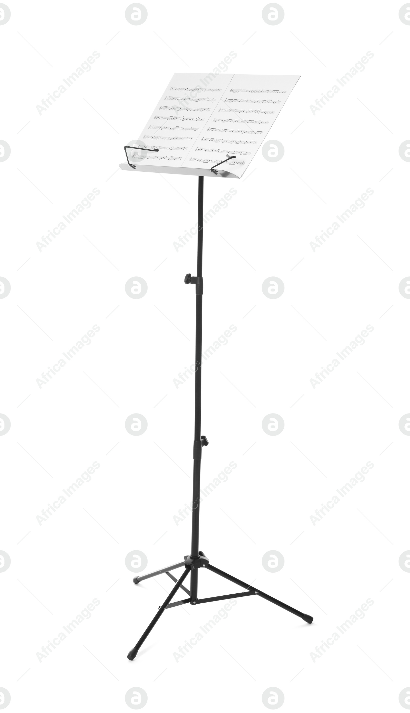 Stand with music sheets isolated on white Photo of Stand with music sheets isolated on white