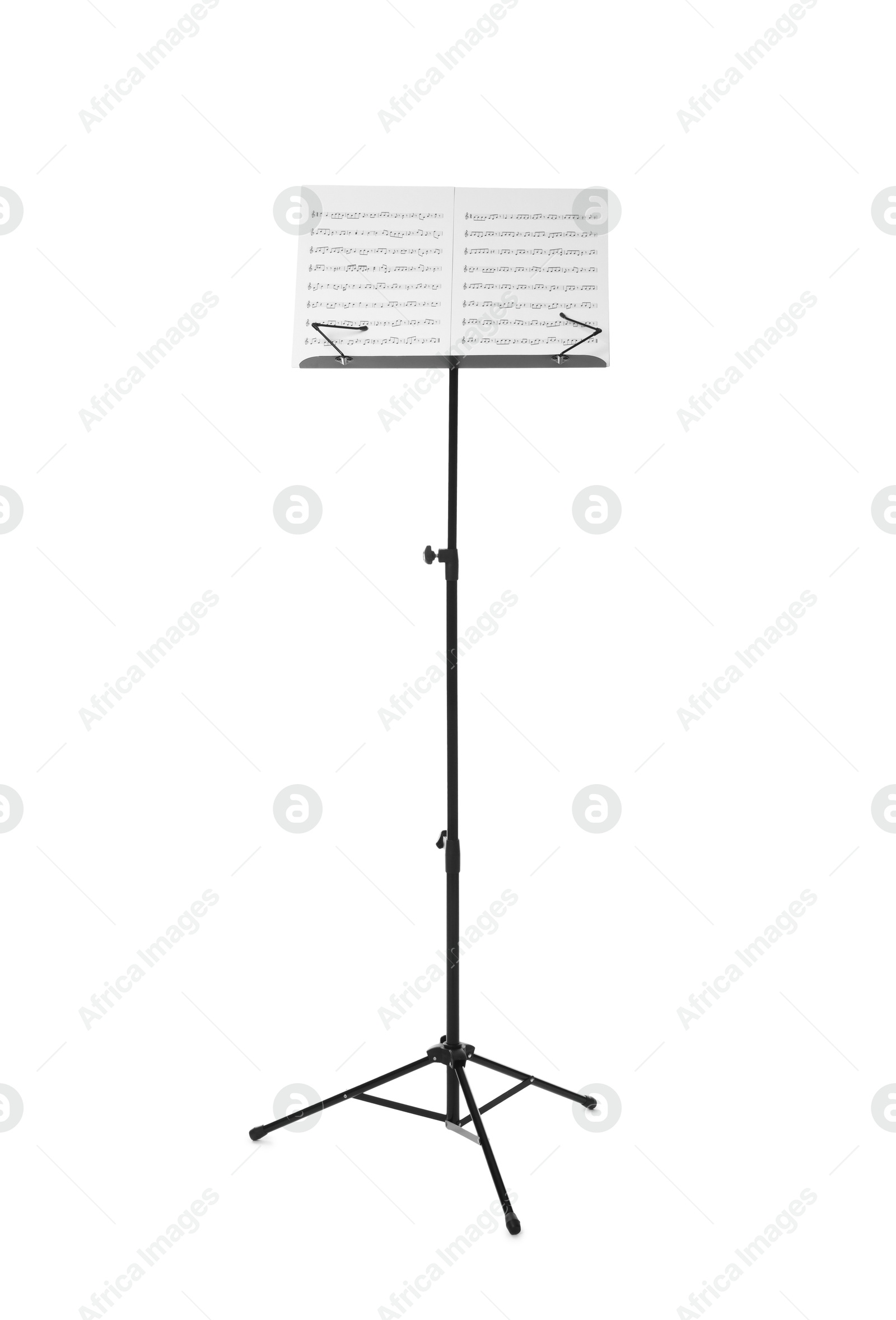 Stand with music sheets isolated on white Photo of Stand with music sheets isolated on white