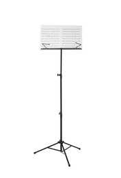 Photo of Stand with music sheets isolated on white