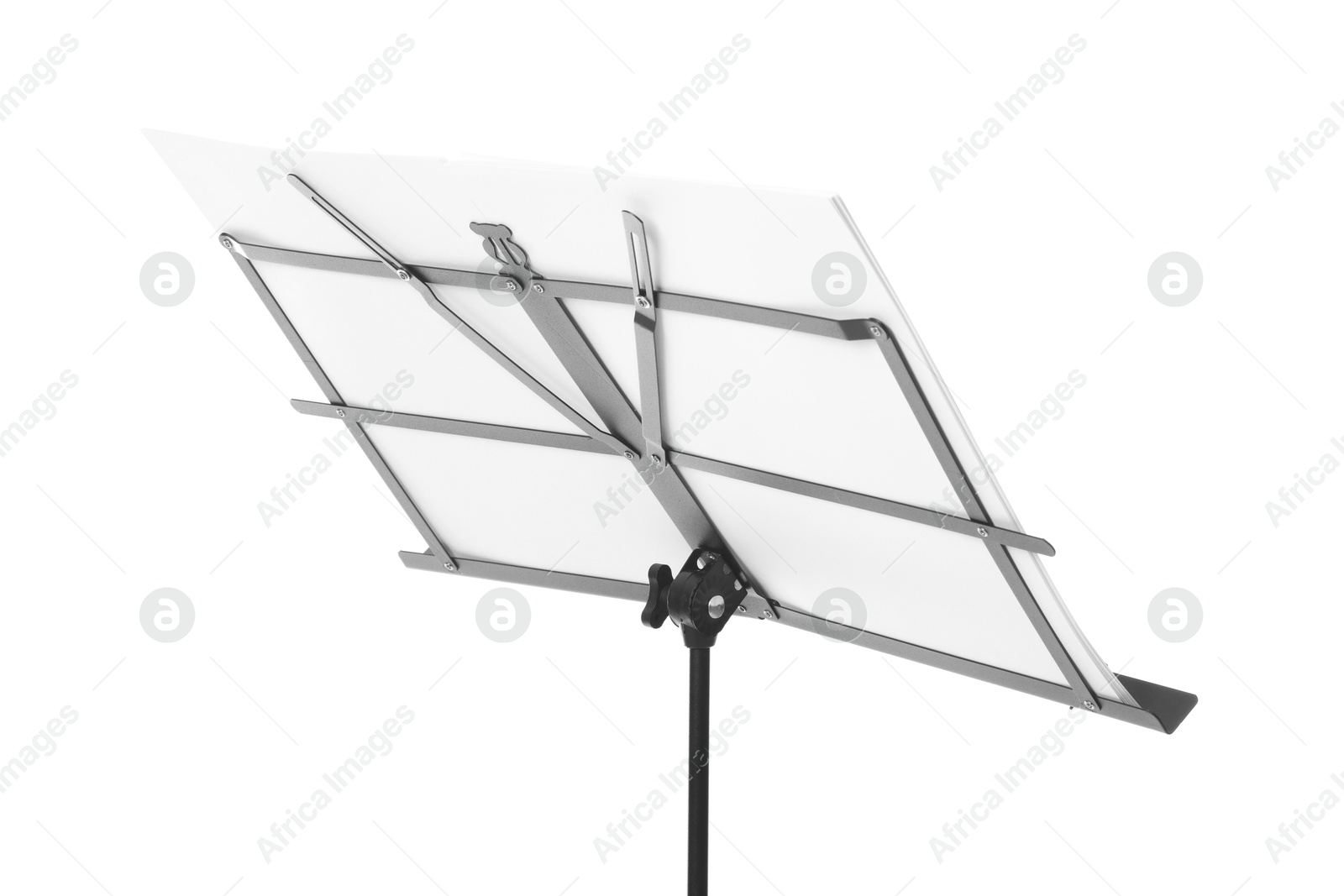 Stand with music sheets isolated on white Photo of Stand with music sheets isolated on white