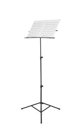 Photo of Stand with music sheets isolated on white