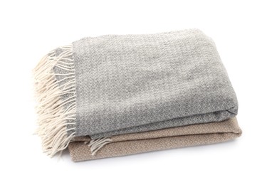 Photo of Two different wool scarves isolated on white