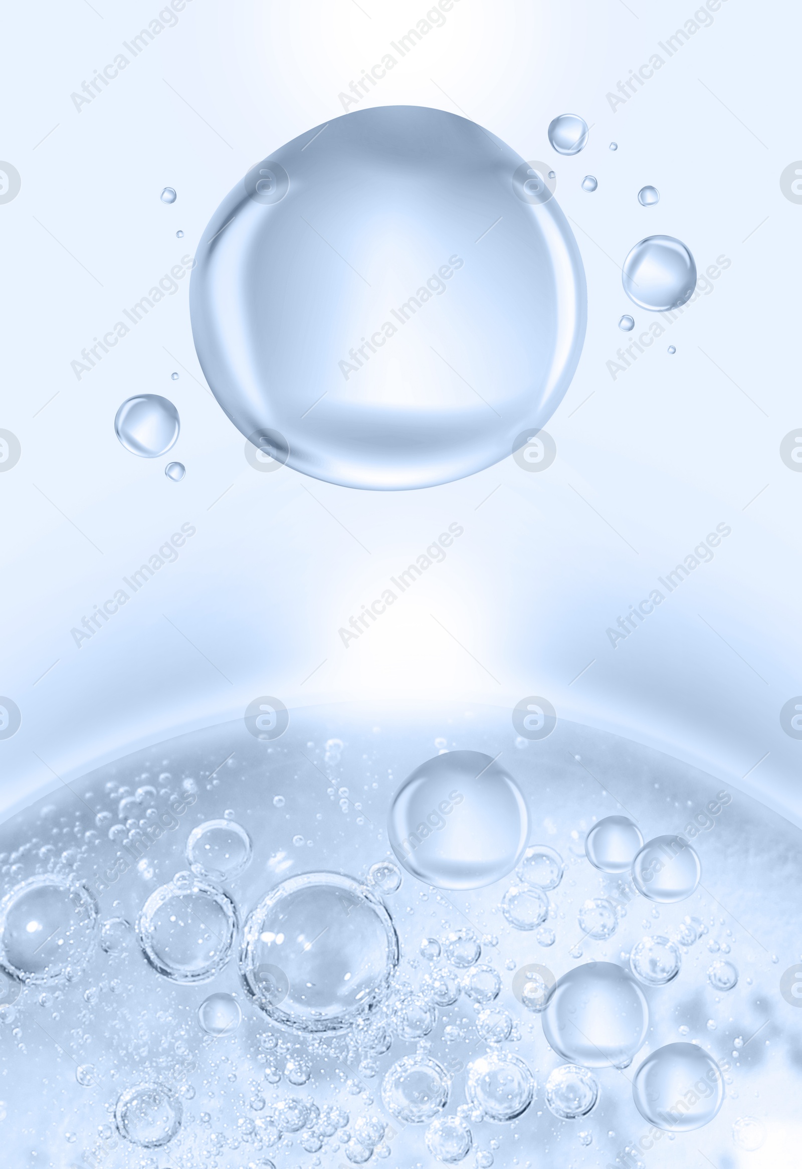 Collagen molecule over serum drop on light background Image of Collagen molecule over serum drop on light background