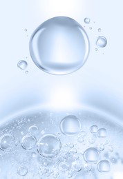 Image of Collagen molecule over serum drop on light background
