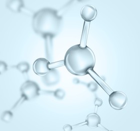 Image of Collagen molecules on light background. Skincare cosmetic solution, serum or essence
