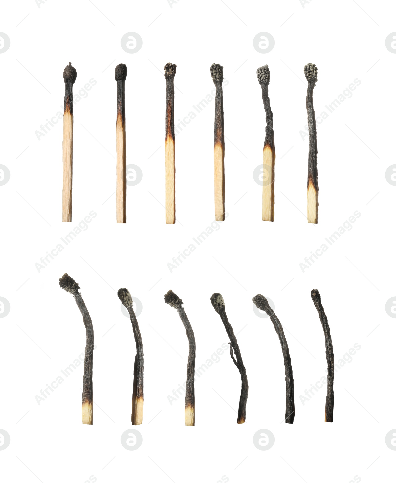 Set of burnt matches isolated on white Image of Set of burnt matches isolated on white