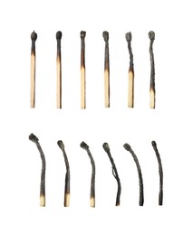 Image of Set of burnt matches isolated on white