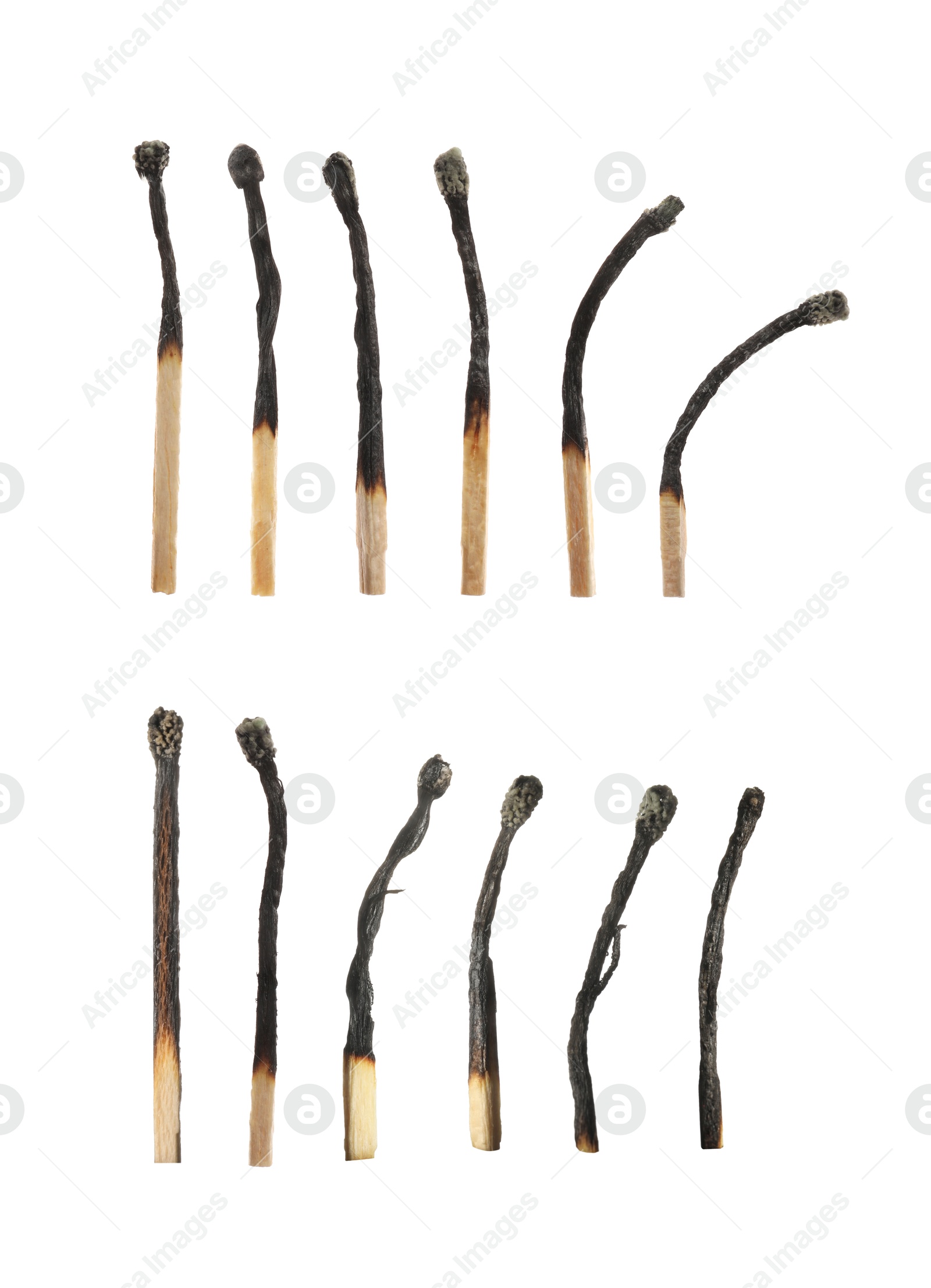 Set of burnt matches isolated on white Image of Set of burnt matches isolated on white