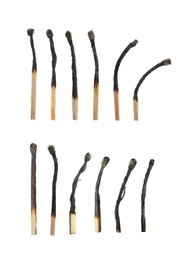 Image of Set of burnt matches isolated on white