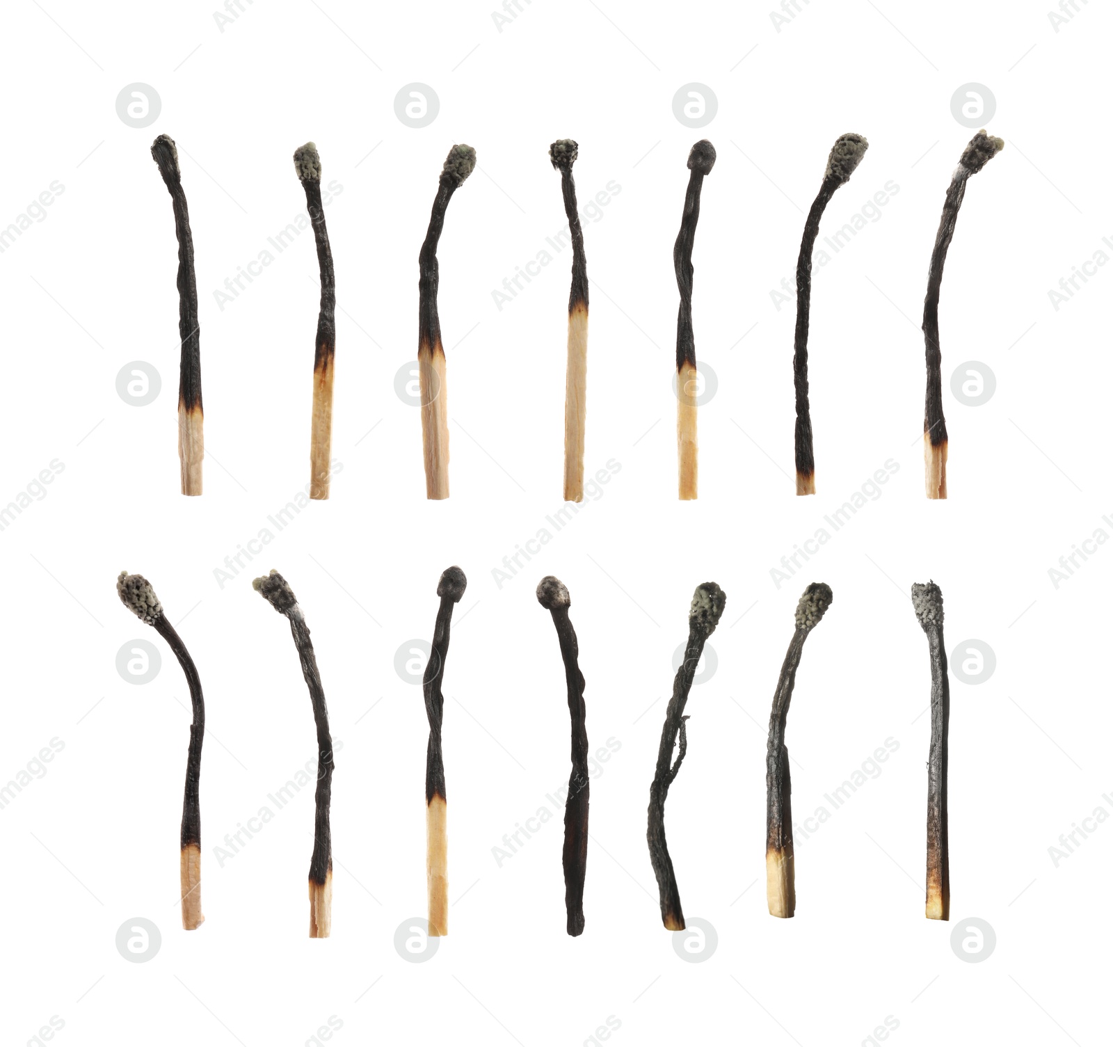 Set of burnt matches isolated on white Image of Set of burnt matches isolated on white