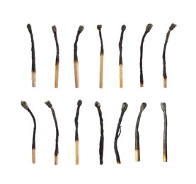 Image of Set of burnt matches isolated on white