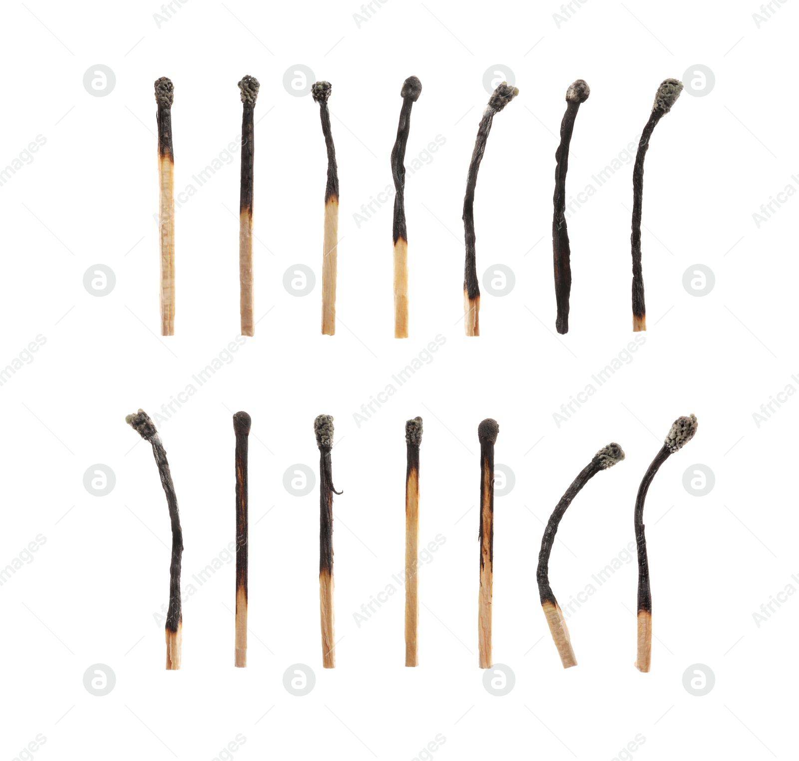 Set of burnt matches isolated on white Image of Set of burnt matches isolated on white