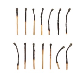 Image of Set of burnt matches isolated on white