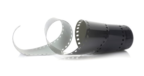 Photo of Strip of photographic film isolated on white