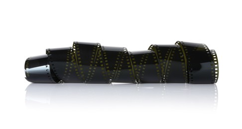 Photo of Strip of photographic film isolated on white