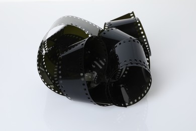 Photo of Strip of photographic film isolated on white, above view