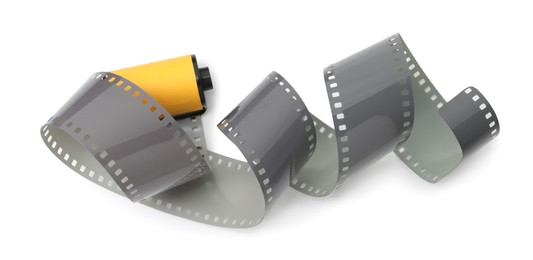 Photo of Roll of photographic film isolated on white, top view