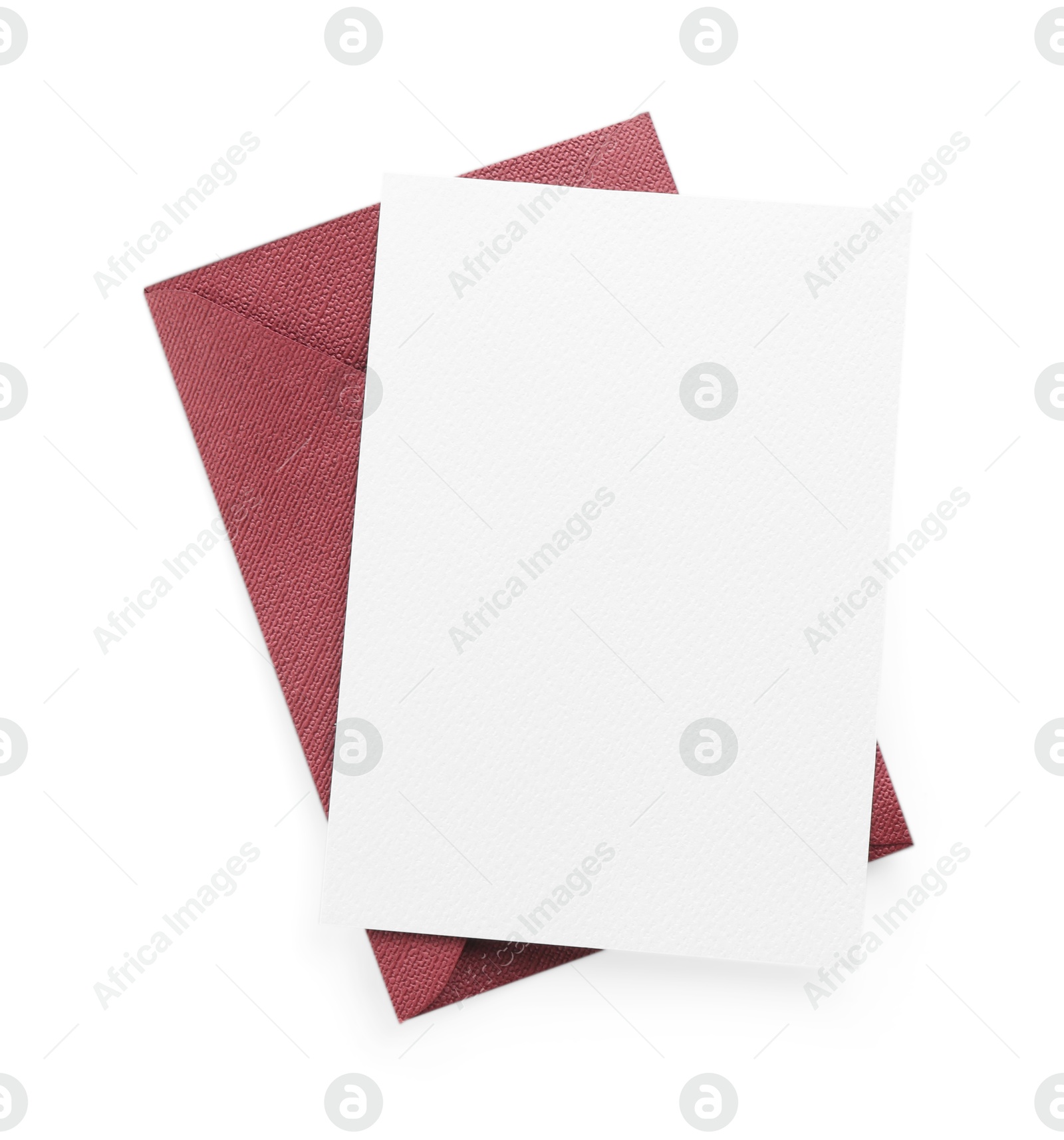 Blank invitation card and envelope isolated on white, top view. Space for design Photo of Blank invitation card and envelope isolated on white, top view. Space for design