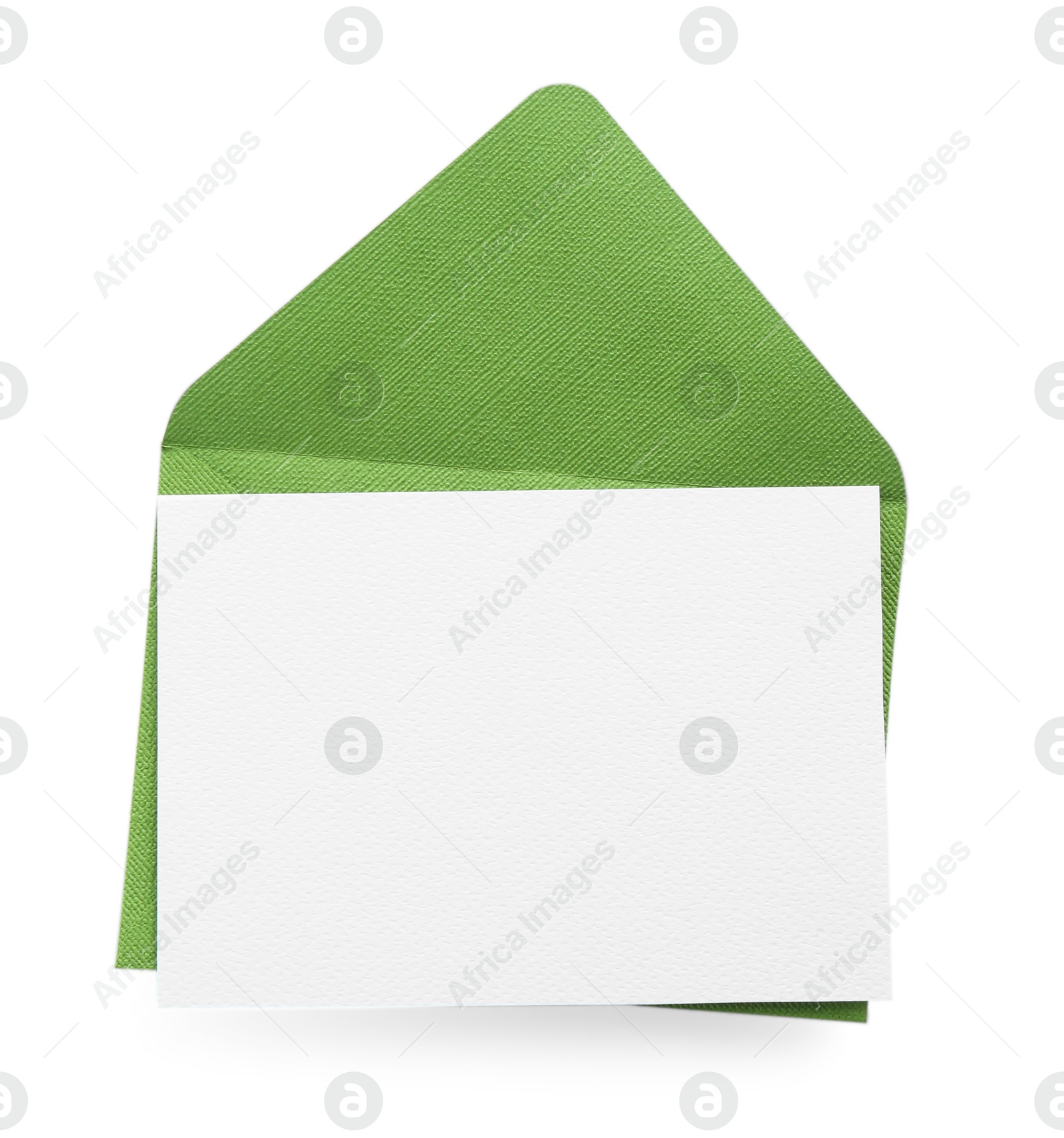 Blank invitation card and envelope isolated on white, top view. Space for design Photo of Blank invitation card and envelope isolated on white, top view. Space for design